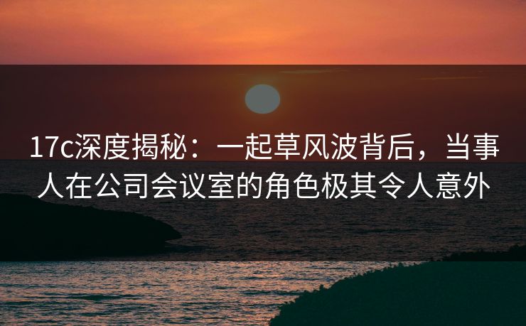 17c深度揭秘：一起草风波背后，当事人在公司会议室的角色极其令人意外