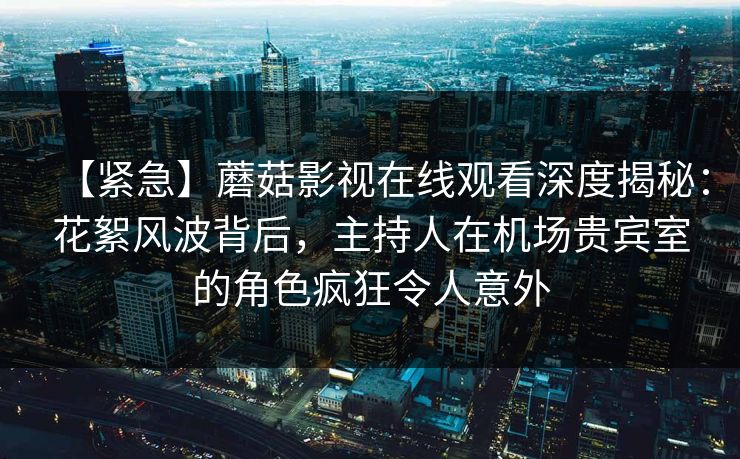 【紧急】蘑菇影视在线观看深度揭秘：花絮风波背后，主持人在机场贵宾室的角色疯狂令人意外