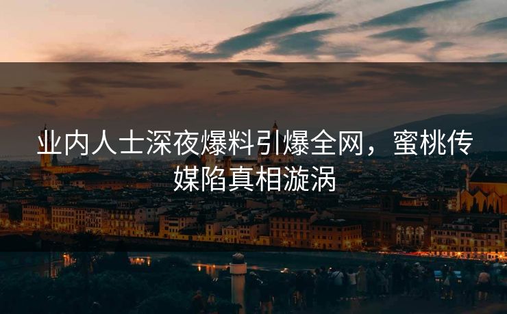 业内人士深夜爆料引爆全网，蜜桃传媒陷真相漩涡