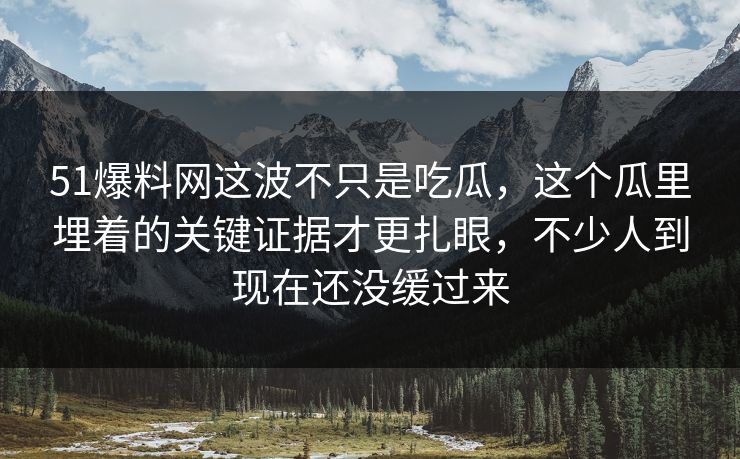 51爆料网这波不只是吃瓜，这个瓜里埋着的关键证据才更扎眼，不少人到现在还没缓过来