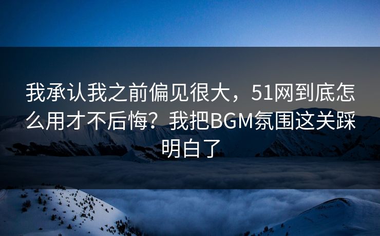 我承认我之前偏见很大，51网到底怎么用才不后悔？我把BGM氛围这关踩明白了